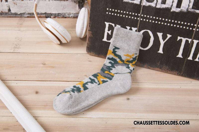 Chaussettes Mi Hautes Homme Nouvelles Arrivées Coton Bio Absorber La Sueur Hiver Camouflage Milieu Vert