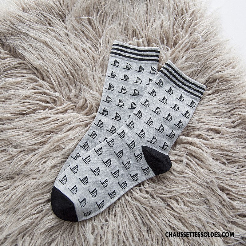 Chaussettes Mi Hautes Homme Nouvelles Arrivées Milieu Femme Chaussettes En Coton Tous Les Assortis L'automne Bleu