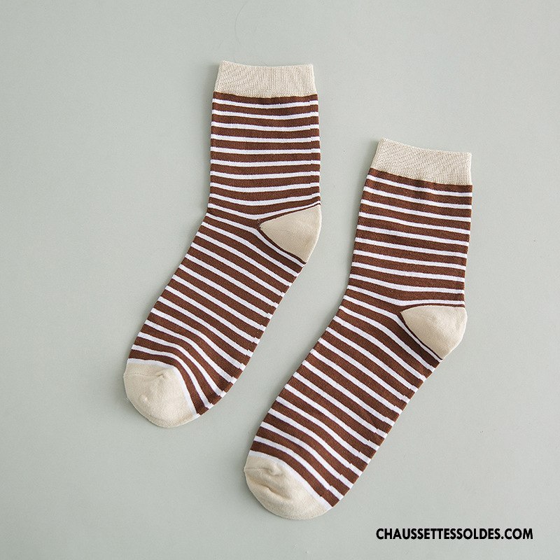 Chaussettes Mi Hautes Homme Personnalité Hiver 100% Coton L'automne Le Nouveau Tous Les Assortis Marron / Brun