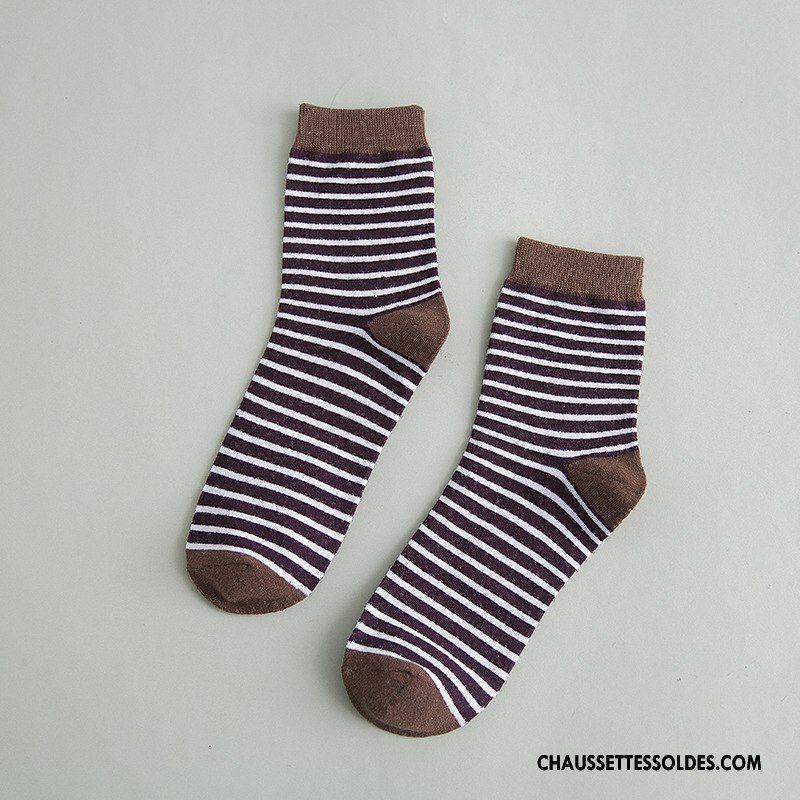 Chaussettes Mi Hautes Homme Personnalité Hiver 100% Coton L'automne Le Nouveau Tous Les Assortis Marron / Brun