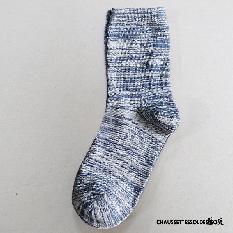 Chaussettes Mi Hautes Homme Personnalité Le Nouveau Matelassé Style National L'automne Milieu Couleurs Mixtes Gris