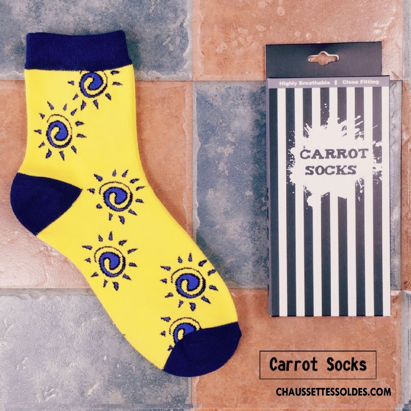 Chaussettes Mi Hautes Homme Personnalité Rétro Coton Bio Rue Tendance Marque De Tendance Coloré