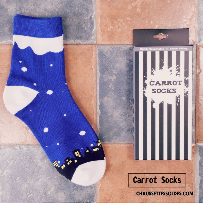 Chaussettes Mi Hautes Homme Personnalité Rétro Coton Bio Rue Tendance Marque De Tendance Coloré