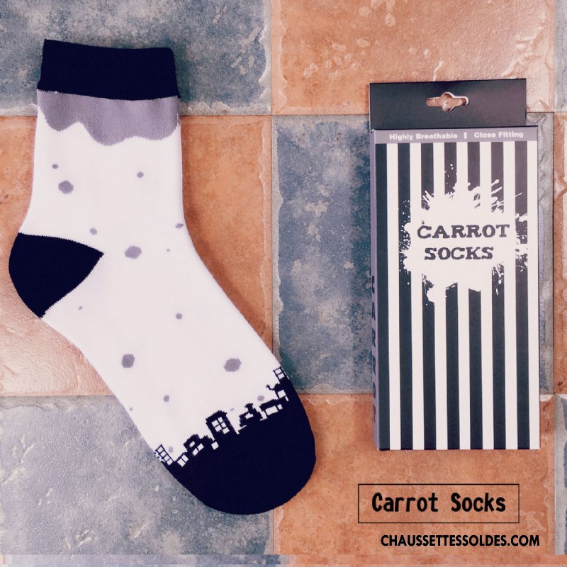 Chaussettes Mi Hautes Homme Personnalité Rétro Coton Bio Rue Tendance Marque De Tendance Coloré
