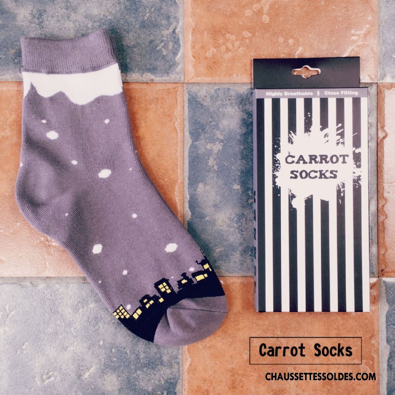 Chaussettes Mi Hautes Homme Personnalité Rétro Coton Bio Rue Tendance Marque De Tendance Coloré