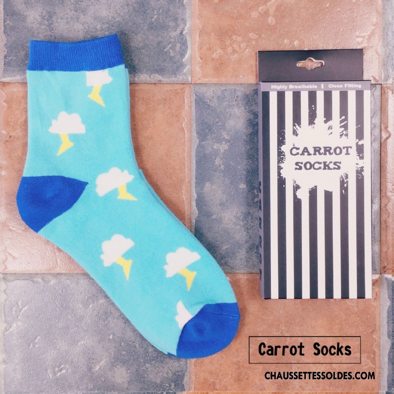 Chaussettes Mi Hautes Homme Personnalité Rétro Coton Bio Rue Tendance Marque De Tendance Coloré