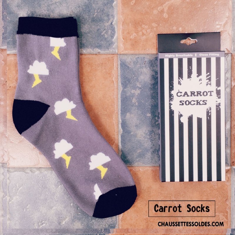 Chaussettes Mi Hautes Homme Personnalité Rétro Coton Bio Rue Tendance Marque De Tendance Coloré