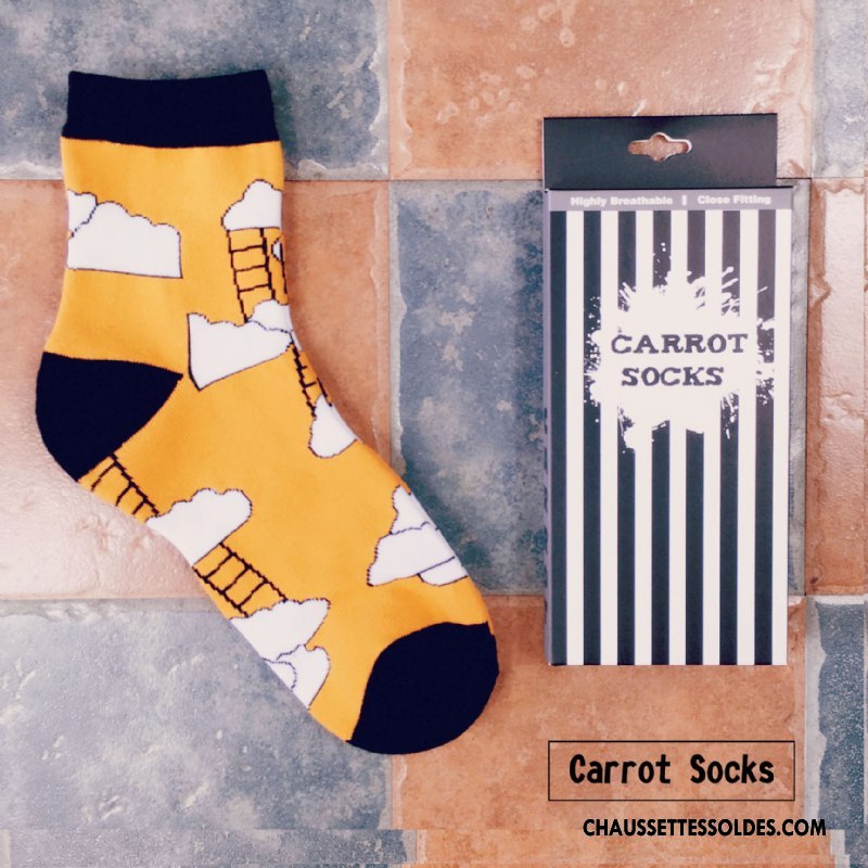 Chaussettes Mi Hautes Homme Personnalité Rétro Coton Bio Rue Tendance Marque De Tendance Coloré
