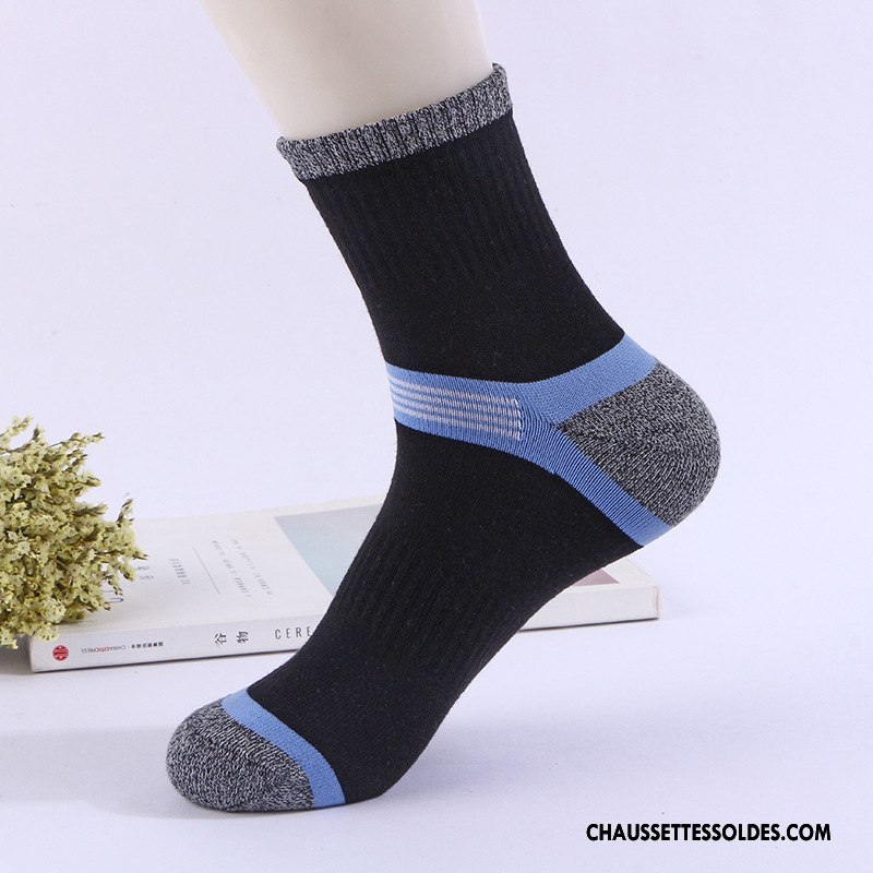 Chaussettes Mi Hautes Homme Printemps Coton Bio Basket 100% Coton Milieu Mouvement Couleurs Mixtes Bleu