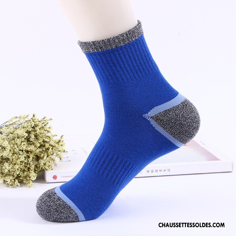 Chaussettes Mi Hautes Homme Printemps Coton Bio Basket 100% Coton Milieu Mouvement Couleurs Mixtes Bleu
