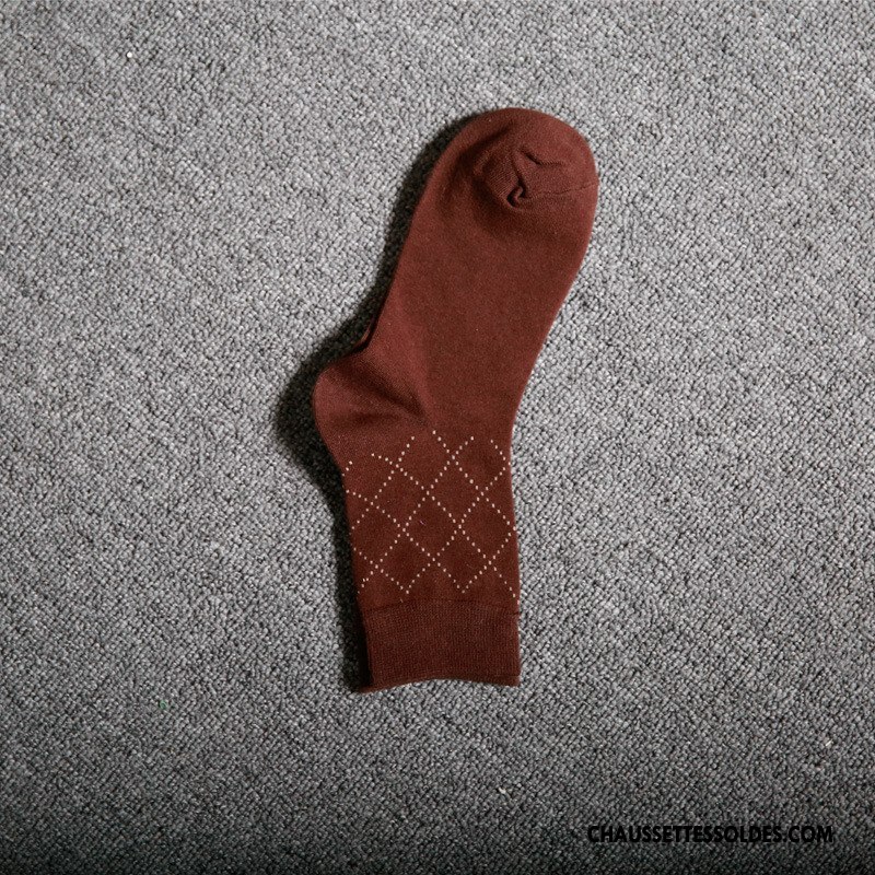 Chaussettes Mi Hautes Homme Printemps De Travail Coton Respirant Rhombe Le Nouveau Bleu