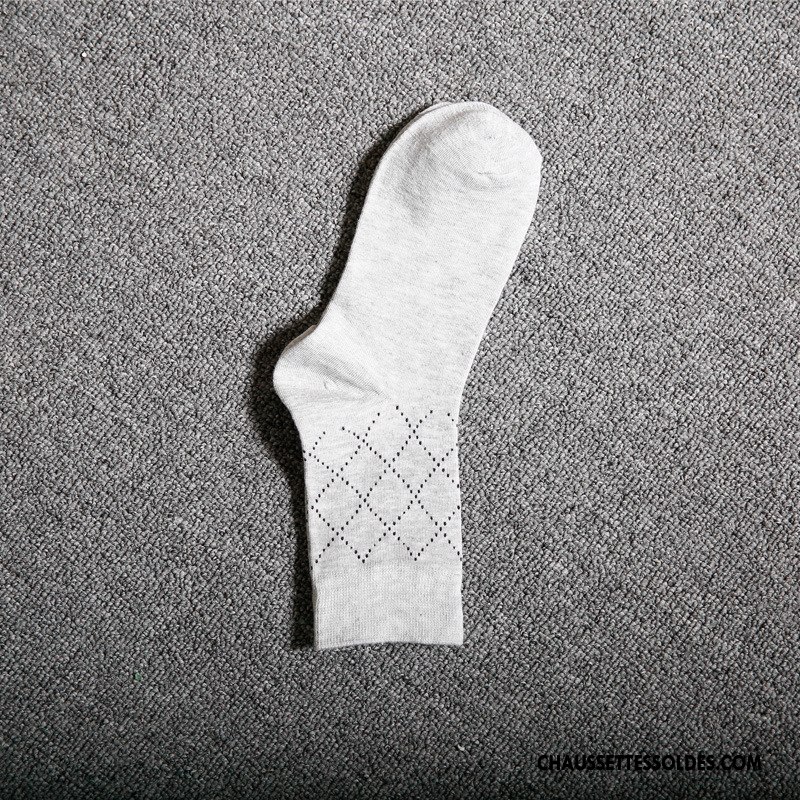 Chaussettes Mi Hautes Homme Printemps De Travail Coton Respirant Rhombe Le Nouveau Bleu