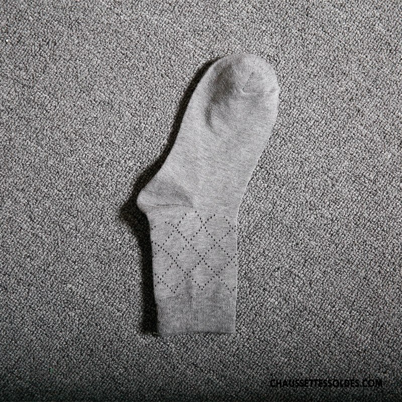 Chaussettes Mi Hautes Homme Printemps De Travail Coton Respirant Rhombe Le Nouveau Bleu