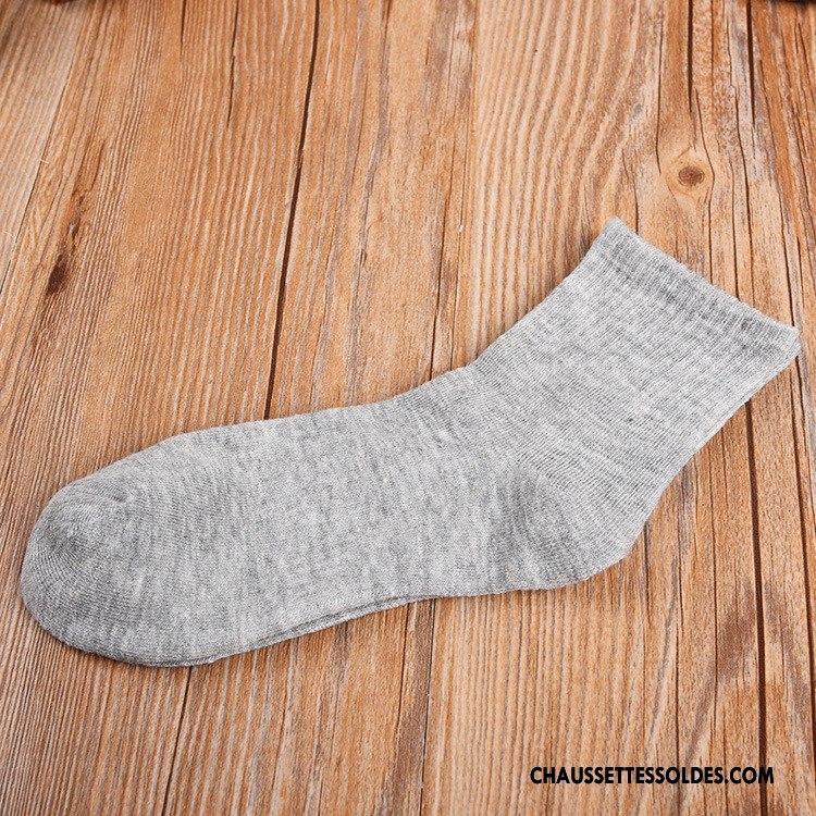 Chaussettes Mi Hautes Homme Printemps Mouvement Réseau Chaussettes En Coton Milieu Kaki Pure