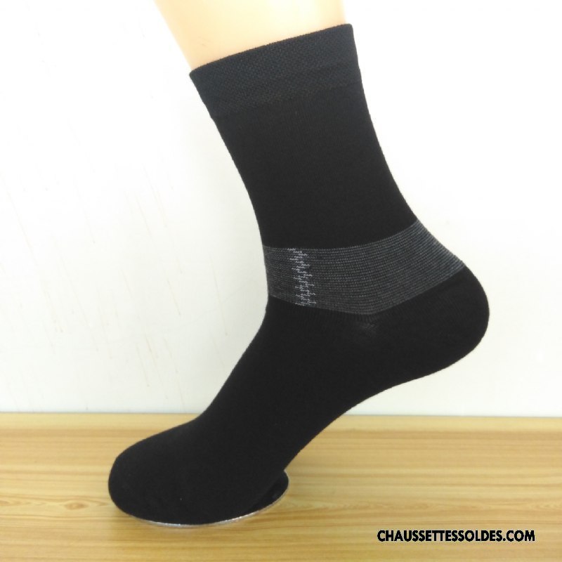 Chaussettes Mi Hautes Homme Printemps Respirant Absorber La Sueur De Travail Légère Fibre Noir