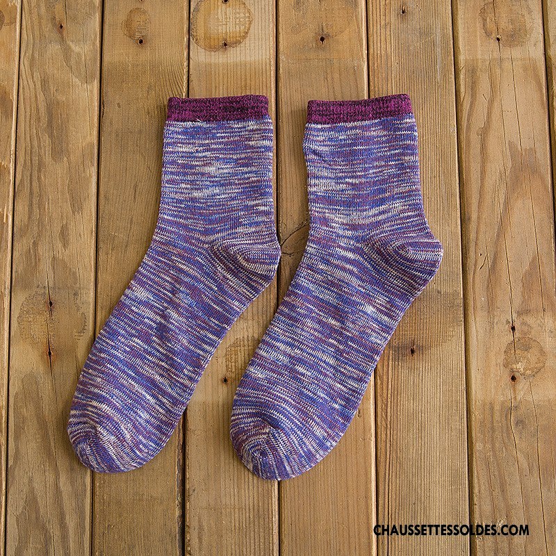 Chaussettes Mi Hautes Homme Rayé Hiver Casual Longue Milieu Style National Coloré