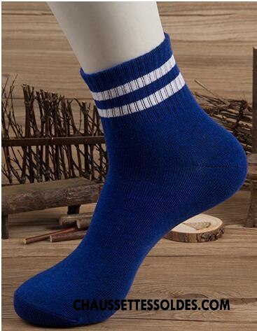 Chaussettes Mi Hautes Homme Rayé L'automne Vent D'université Femme Mode Milieu Bleu Marin