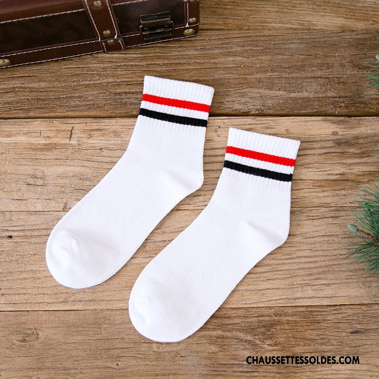 Chaussettes Mi Hautes Homme Rayé L'automne Vent D'université Femme Mode Milieu Bleu Marin
