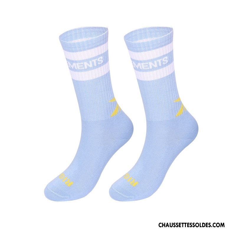 Chaussettes Mi Hautes Homme Rayé Le Nouveau Marque De Tendance Lettre Été Mode Blanc