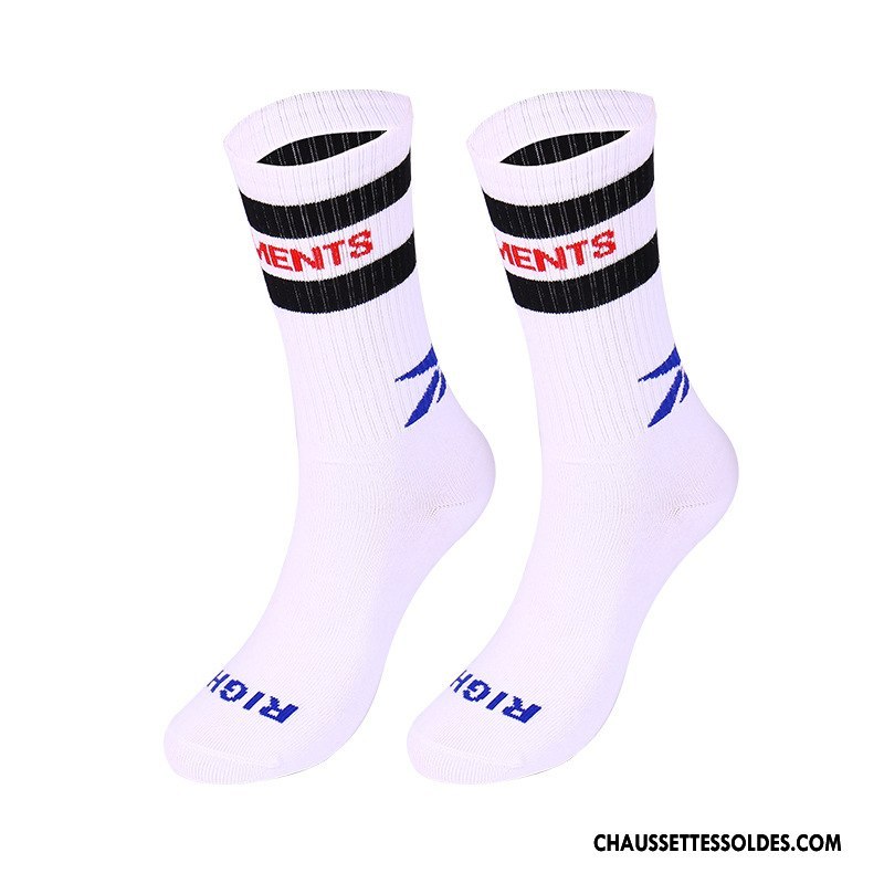 Chaussettes Mi Hautes Homme Rayé Le Nouveau Marque De Tendance Lettre Été Mode Blanc