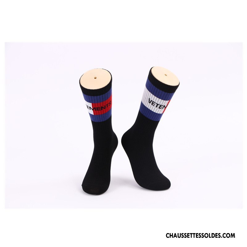 Chaussettes Mi Hautes Homme Rayé Le Nouveau Marque De Tendance Lettre Été Mode Blanc