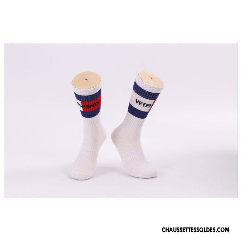 Chaussettes Mi Hautes Homme Rayé Le Nouveau Marque De Tendance Lettre Été Mode Blanc