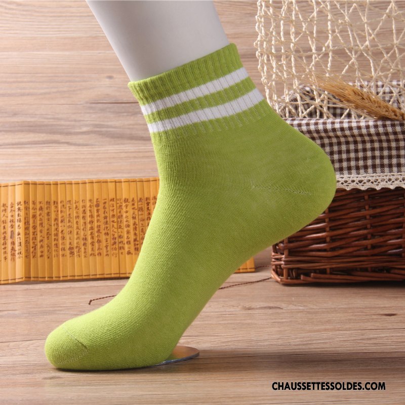 Chaussettes Mi Hautes Homme Rayé Milieu Mouvement Chaussettes En Coton Jaune