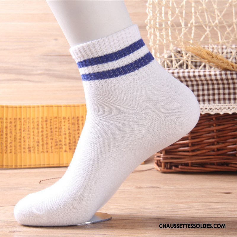 Chaussettes Mi Hautes Homme Rayé Milieu Mouvement Chaussettes En Coton Jaune