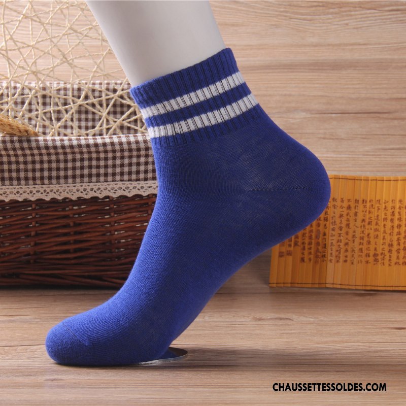 Chaussettes Mi Hautes Homme Rayé Milieu Mouvement Chaussettes En Coton Jaune