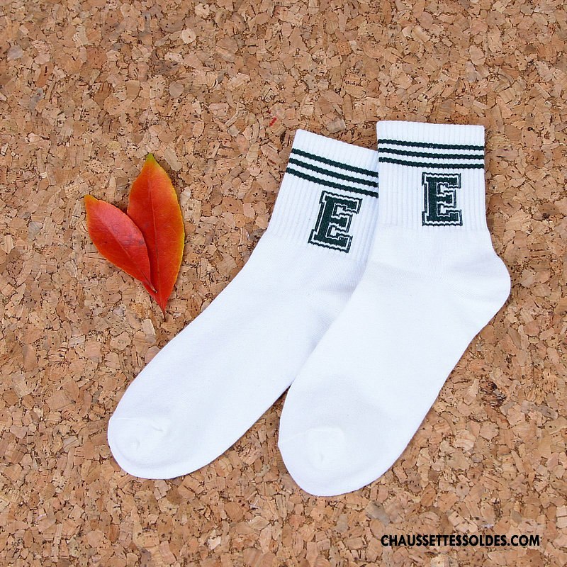 Chaussettes Mi Hautes Homme Rayé Mouvement Chaussettes En Coton Printemps Vent D'université Été