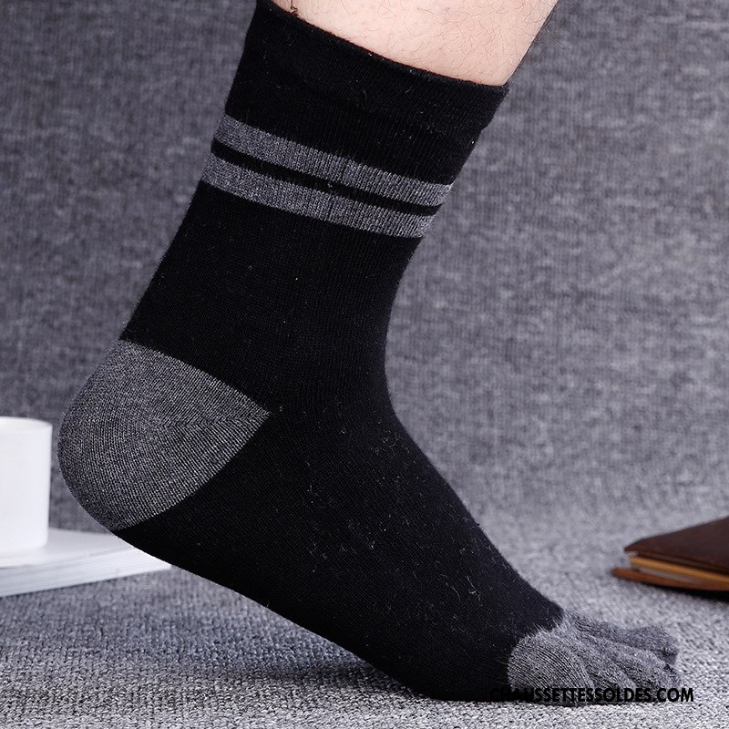 Chaussettes Mi Hautes Homme Renforcé 100% Coton Hiver Coton Bio L'automne Cinq Doigts Blanc