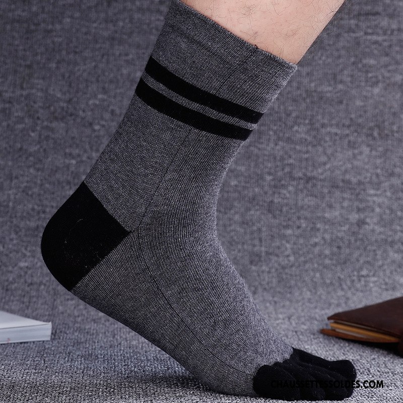 Chaussettes Mi Hautes Homme Renforcé 100% Coton Hiver Coton Bio L'automne Cinq Doigts Blanc