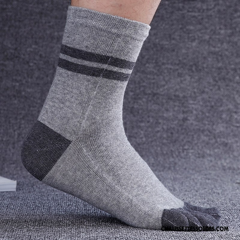 Chaussettes Mi Hautes Homme Renforcé 100% Coton Hiver Coton Bio L'automne Cinq Doigts Blanc