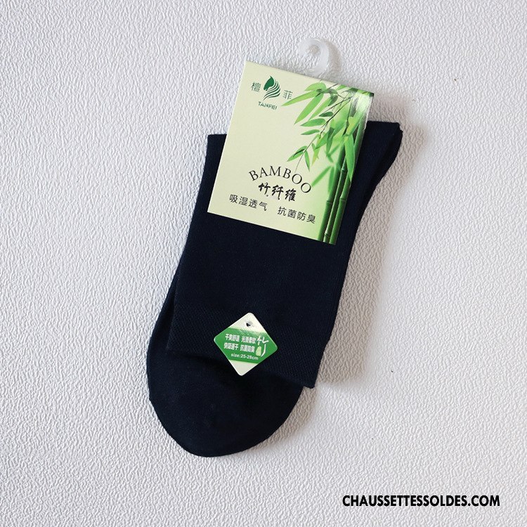 Chaussettes Mi Hautes Homme Renforcé Bambou Anti-odeur Fibre Hiver Livraison Gratuite Pure Noir