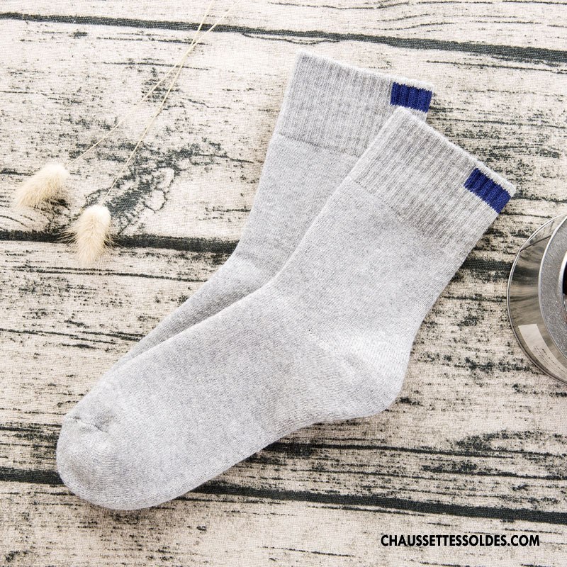 Chaussettes Mi Hautes Homme Renforcé Casual Milieu Terry L'automne Le Nouveau Pure Gris