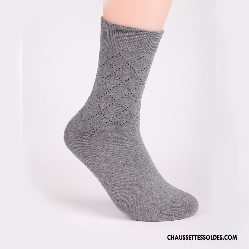 Chaussettes Mi Hautes Homme Renforcé Losange Milieu 100% Coton De Travail Offre Spéciale Gris