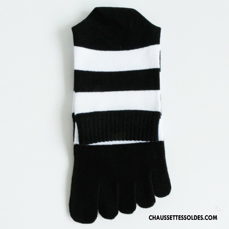 Chaussettes Mi Hautes Homme Renforcé Rayé Milieu Cinq Doigts Absorber La Sueur Bicolore Bordeaux