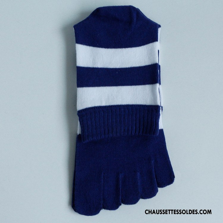 Chaussettes Mi Hautes Homme Renforcé Rayé Milieu Cinq Doigts Absorber La Sueur Bicolore Bordeaux