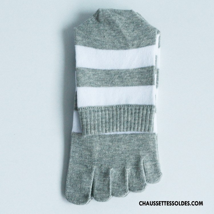 Chaussettes Mi Hautes Homme Renforcé Rayé Milieu Cinq Doigts Absorber La Sueur Bicolore Bordeaux