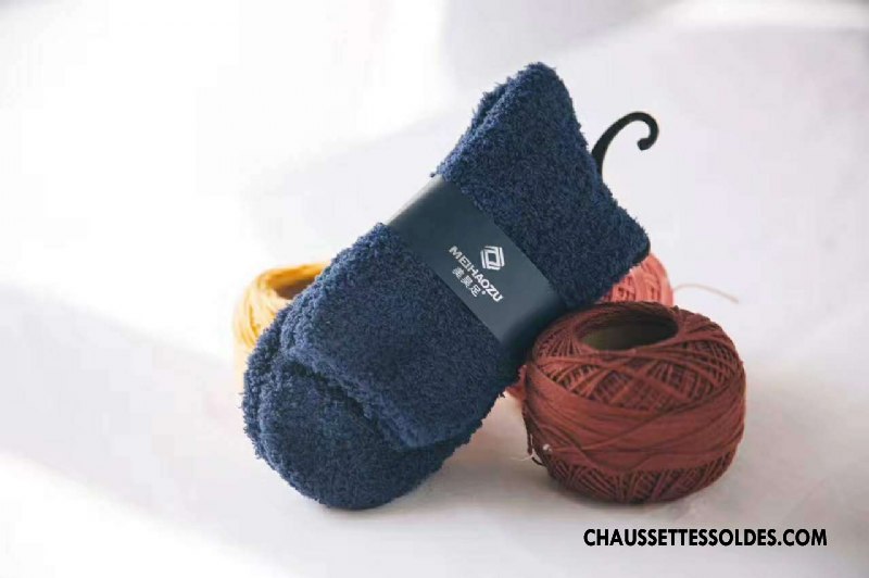Chaussettes Mi Hautes Homme Renforcé Thermiques Serviette Pure Bleu