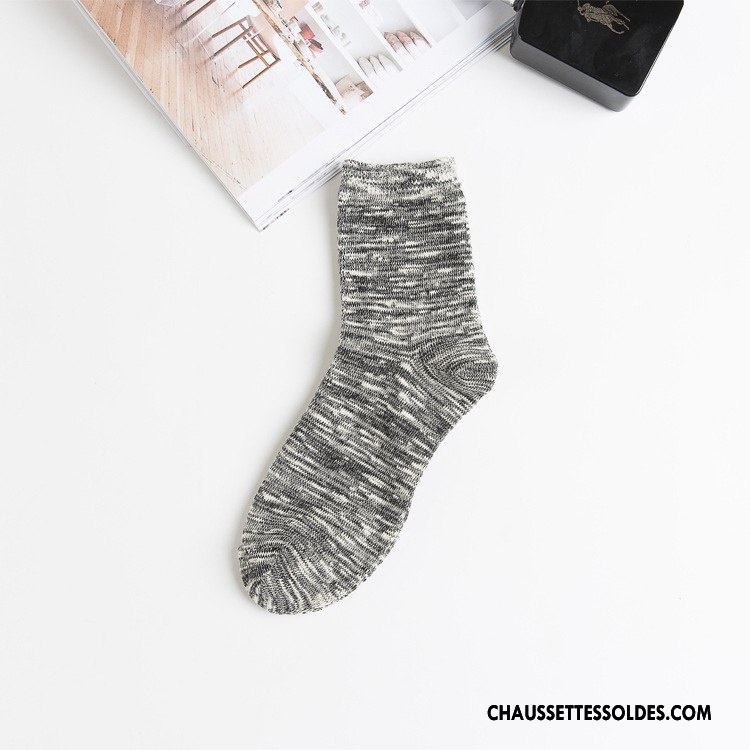 Chaussettes Mi Hautes Homme Respirant Coton Yarn Milieu Chaussettes En Coton Bambou Bleu