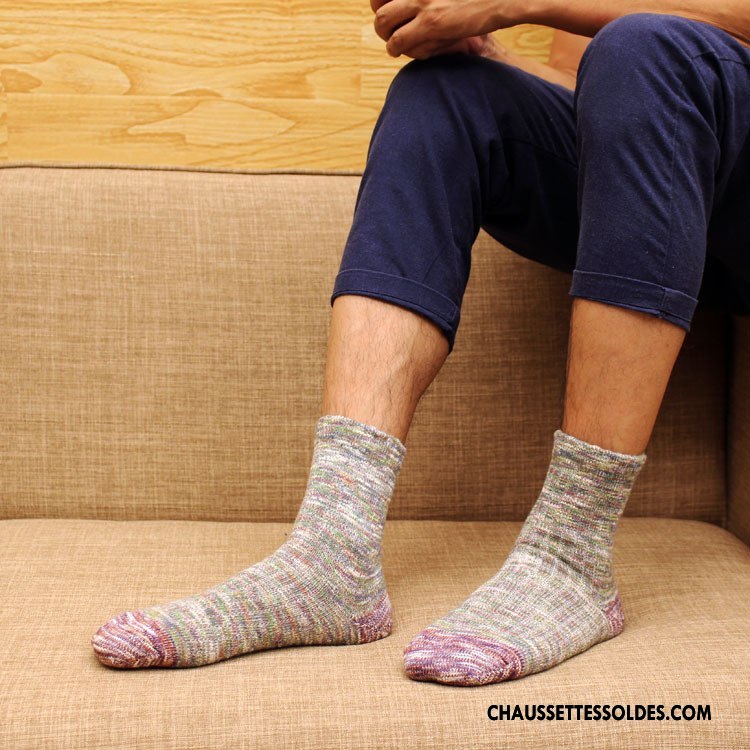 Chaussettes Mi Hautes Homme Rétro Milieu Hiver Tendance Art Nouvelles Arrivées Gris
