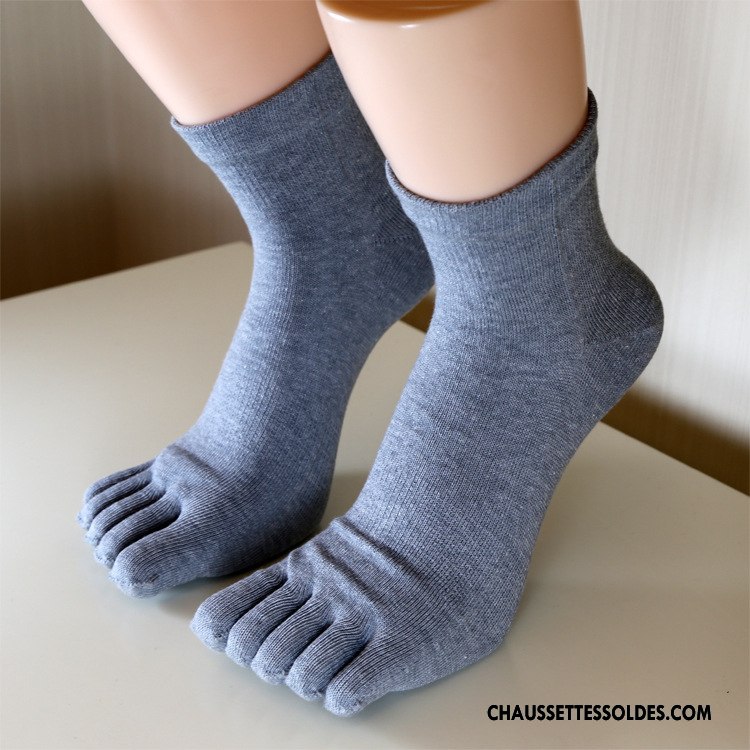 Chaussettes Mi Hautes Homme Simple Cinq Doigts Mouvement Matelassé Réseau Bleu