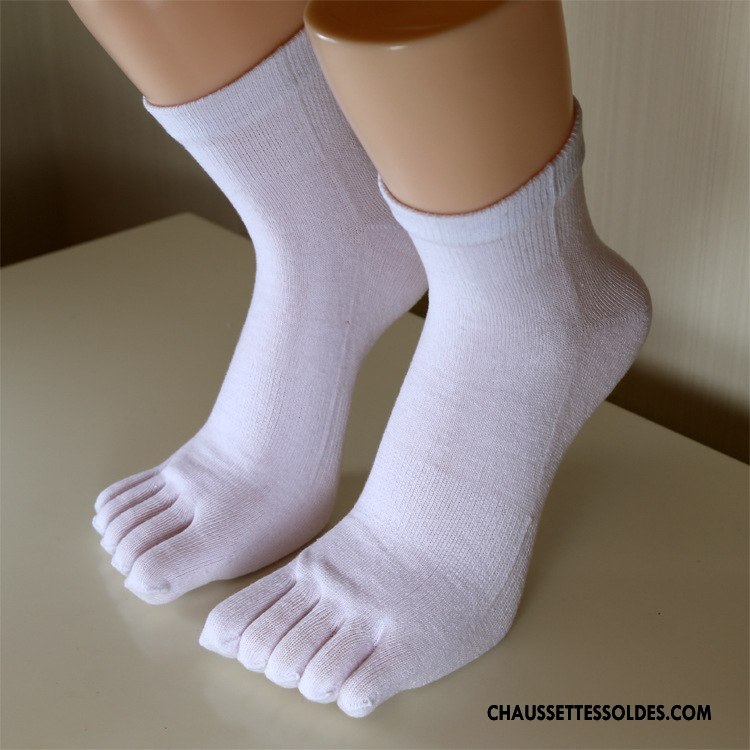 Chaussettes Mi Hautes Homme Simple Cinq Doigts Mouvement Matelassé Réseau Bleu