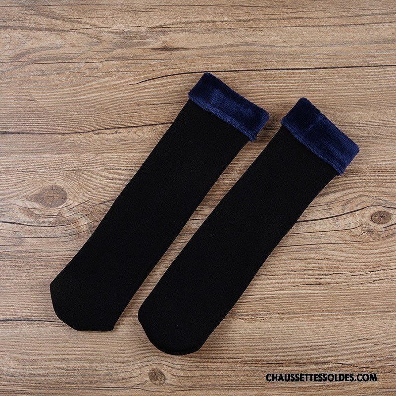 Chaussettes Mi Hautes Homme Simple Renforcé L'automne Hiver Matelassé Thermiques Bleu