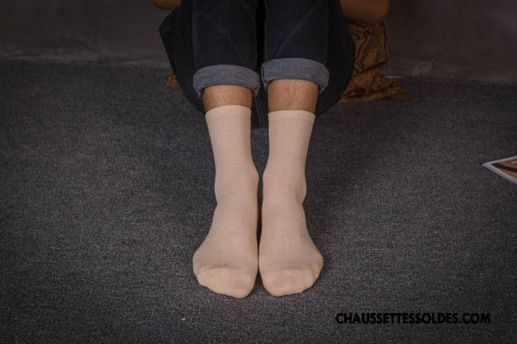 Chaussettes Mi Hautes Homme Style National Tendance 100% Coton Rétro Matelassé Gris Foncé
