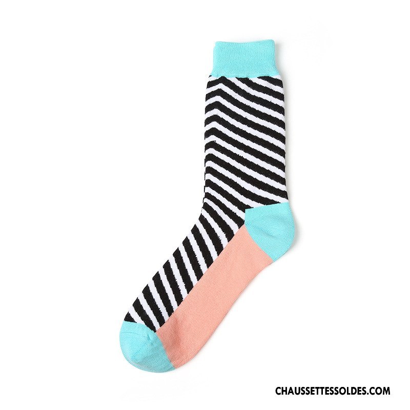 Chaussettes Mi Hautes Homme Tendance Créatif Chaussettes En Coton Long Stock Hiver L'automne Couleur De Contraste Noir