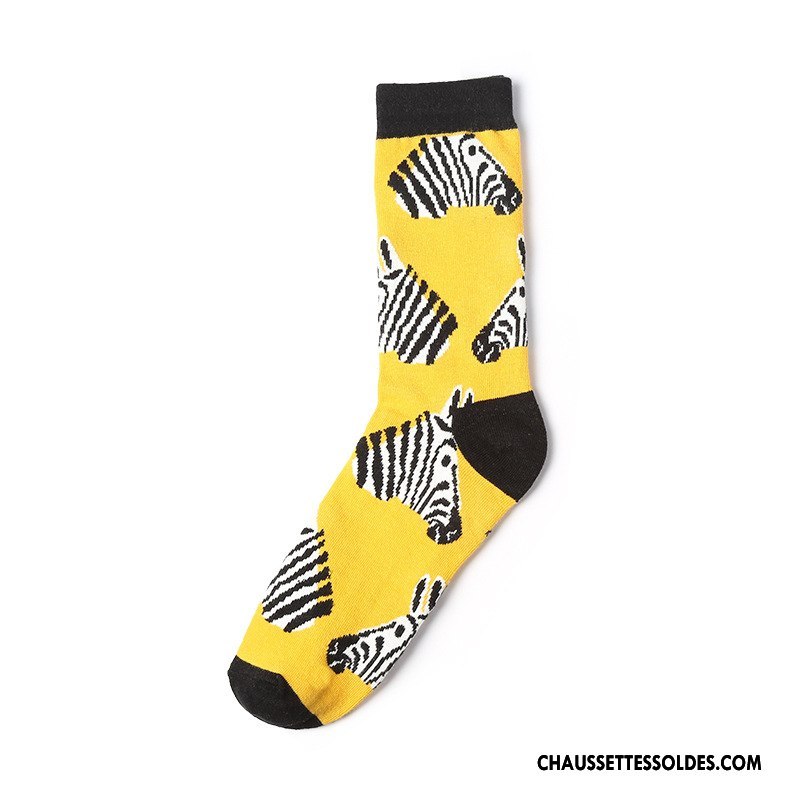 Chaussettes Mi Hautes Homme Tendance Créatif Chaussettes En Coton Long Stock Hiver L'automne Couleur De Contraste Noir