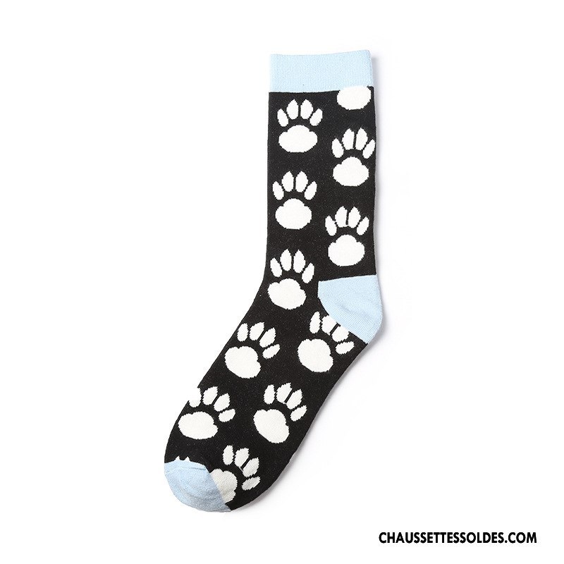 Chaussettes Mi Hautes Homme Tendance Créatif Chaussettes En Coton Long Stock Hiver L'automne Couleur De Contraste Noir