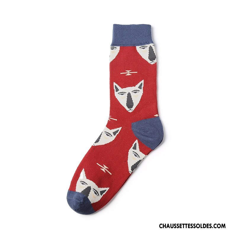 Chaussettes Mi Hautes Homme Tendance Créatif Chaussettes En Coton Long Stock Hiver L'automne Couleur De Contraste Noir
